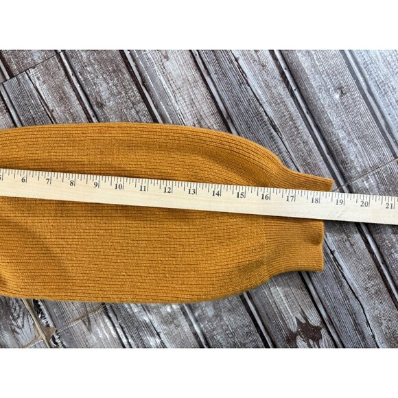 Theory 100% cashemere long ribbed sleeve sweater size L color mustard - Picture 7 of 7